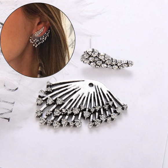 'Meteor Shower' Simulated Diamond Silver Earrings - Picture 4 of 8